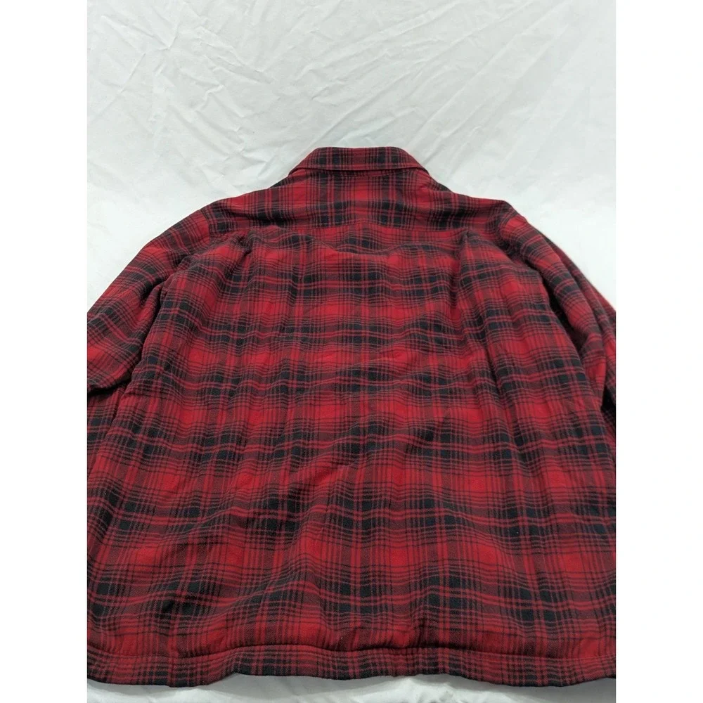 LL‎ Bean Jacket Mens Large Reg Red  Shacket Fleece Flannel Shirt Traditional Fit
